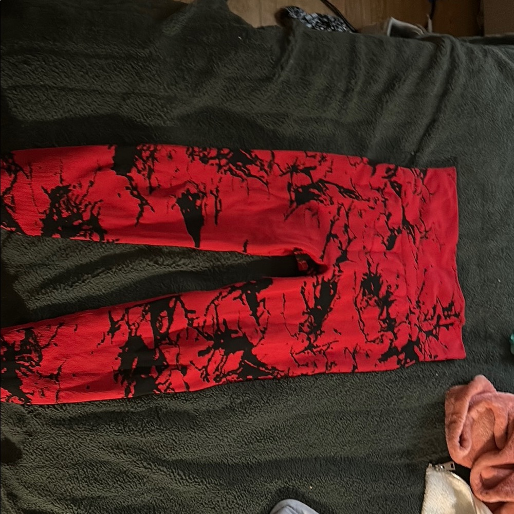 Red and Black Patterned Leggings